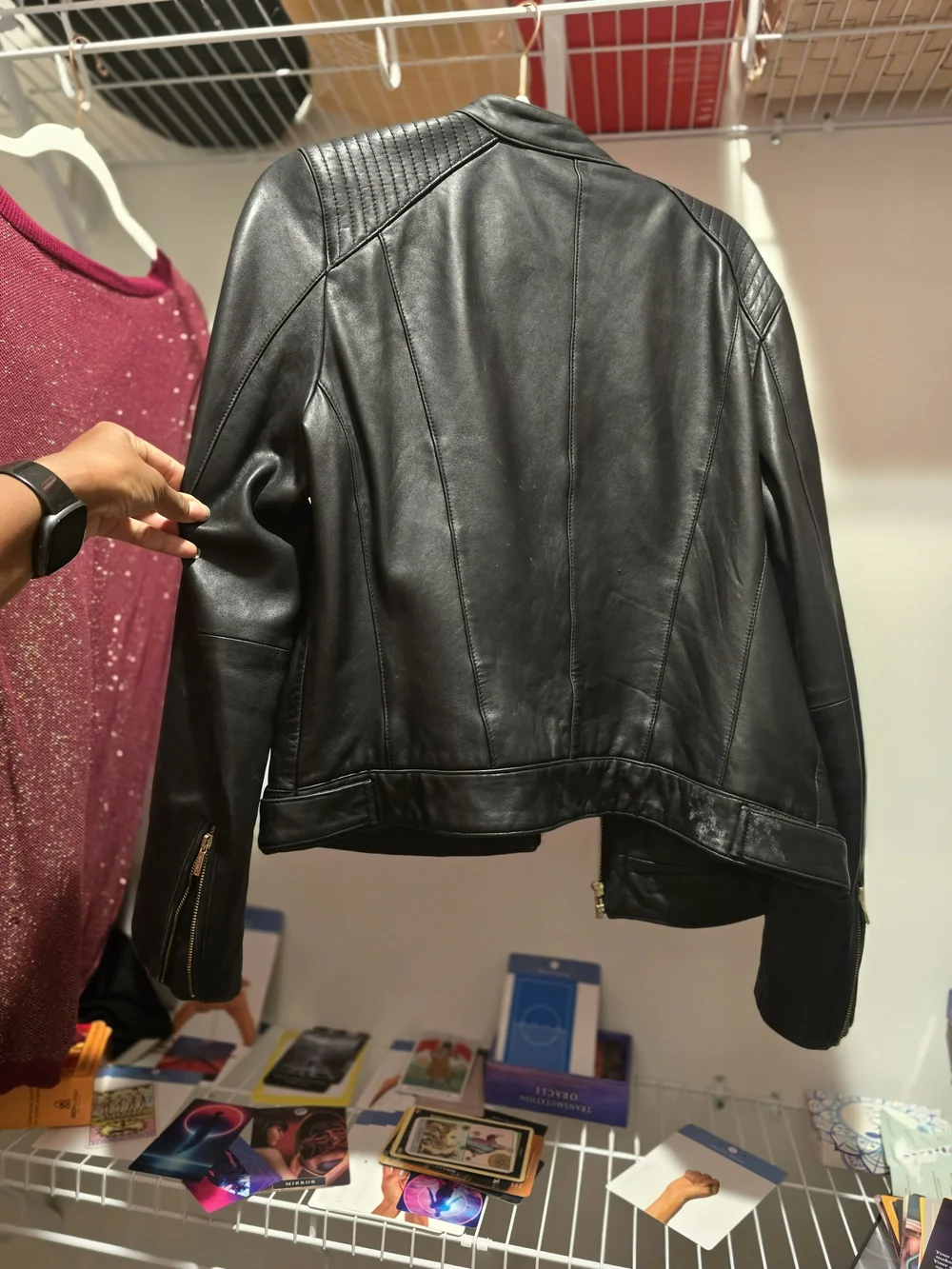Cole Haan Black Leather Moto Jacket